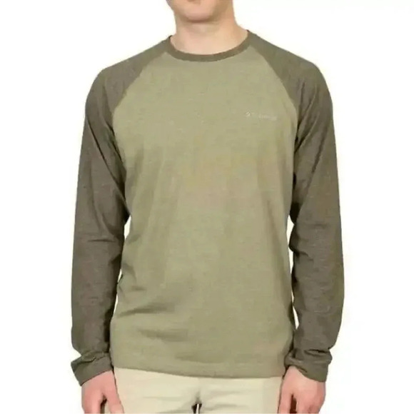 Columbia Men's Long Sleeve Raglan Tee Sage Heather XL - Picture 1 of 10